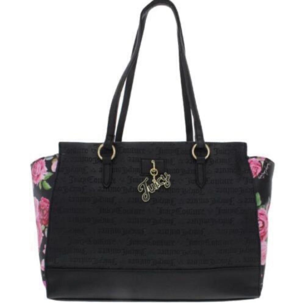 Juicy Couture Romantic Floral Love Lock Satchel NWT Black Pink Y2K
